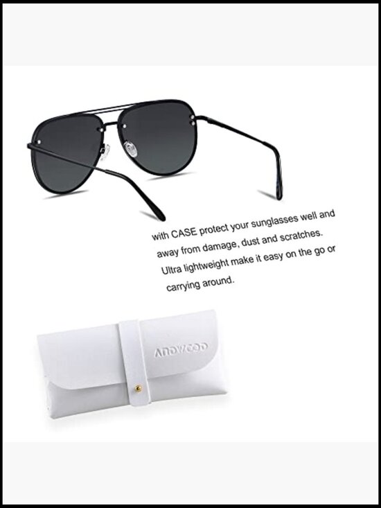Oversized Aviator Rimless Metal Frame Sunglasses with Spring Hinges main image 3
